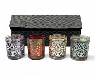 Pure Platinum Italy Blown Crystal Tumblers, Set of Four, Boxed