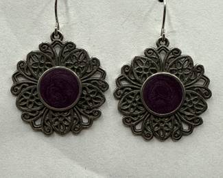 Pair Of Floral Dangle Filigree Earrings