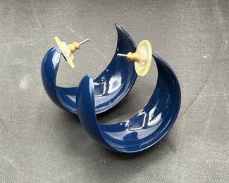 Pair Of Turquoise Resin Hoop Earrings