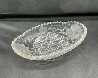 Antique OvalShaped Glass Serving Dish