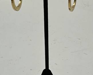 Pair Of Thick Flat GoldTone Hoop Earrings