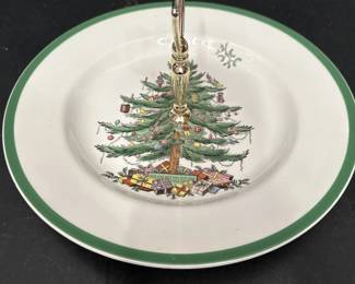 Vintage Spode England SingleTier Christmas Pattern Serving Platter