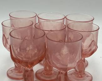 Set Of Eight Tiffin Franciscan Cabaret Pink Lotus WaterWine Goblets