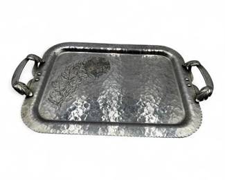 Continental Silver Co. Aluminum Tray With Chrysanthemum Pattern