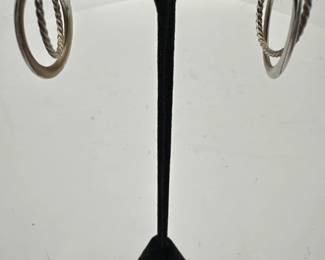 pair Of SilverTone Double Hoop Earrings.