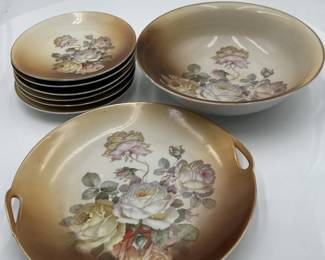 Vintage Bavarian Porcelain Set With Floral Rose Pattern