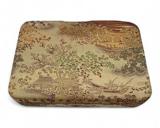 Vintage Chinese Export Silk Brocade Jewelry Box, MidCentury