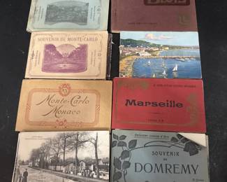 Set of ten vintage French postcard souvenir booklets