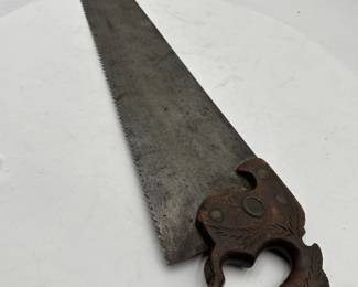 Vintage Hand Saw With Carved Wooden Handle