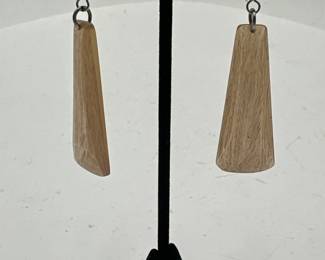 Pair of Natural Wood Trapezoid Dangle Earrings