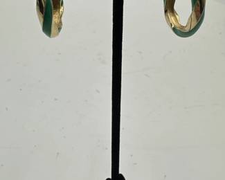 Pair Of Twisted Enamel Hoop Earrings
