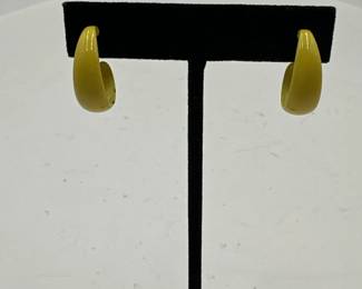 Pair Of Beige Resin Chubby Hoop Earrings