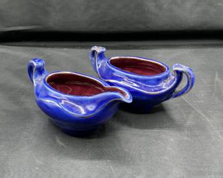 A Pair Of Cobalt Blue Ceramic Tea Bag Holders