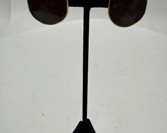 Pair Of Round Black Enamel And GoldTone Earrings