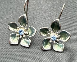 Pair Of Floral Drop Earrings With A Plumeria Design