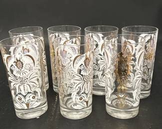 Set Of Seven Vintage MidCentury Modern Drinking Glasses