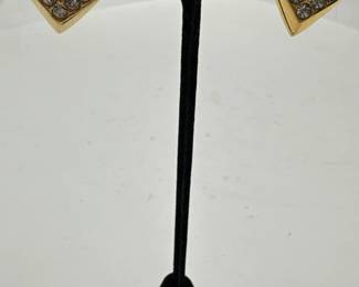 Pair Of GoldTone  Pave Crystal Earrings