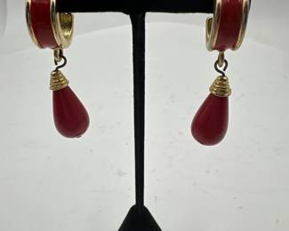 Pair Of Vintage SpanishStyle Earrings With Red Dangles