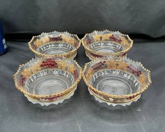 Set Of Four Antique Northwood Crystal Dishes