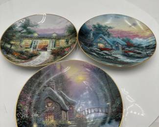 Three Edwin M. Knowles China Co. Thomas Kinkade Collectible Plates