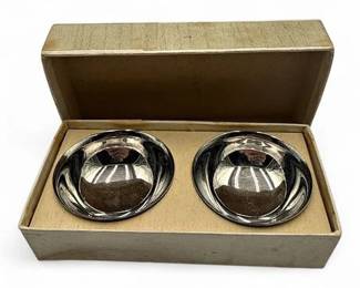 Vintage Pair Of Japanese Silver Plated Footed Bowls In Original Box