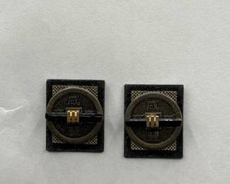 Pair Of Vintage PostBack Earrings With Chinese Coin Motif