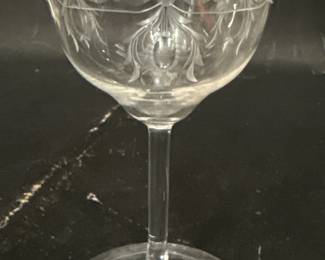 Vintage Etched Crystal Champagne CoupeTall Sherbet Glass