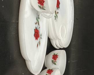 Vintage Federal Glass Company Milk Glass Snack Set
