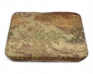 Vintage Chinese Silk Brocade Jewelry Box, MidCentury