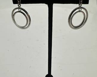 Pair Of SilverTone DoubleHoop Dangle Earrings