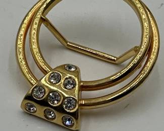 Vintage Malka Paris GoldTone Scarf Clip With Swarovski Crystals