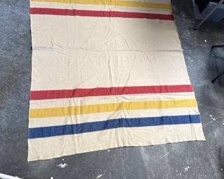 VintageStyle Striped Wool Camp Blanket