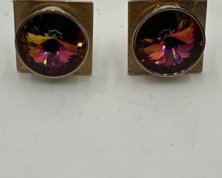 Pair Of Vintage Dante BezelSet Volcano Rivoli Stone Cufflinks