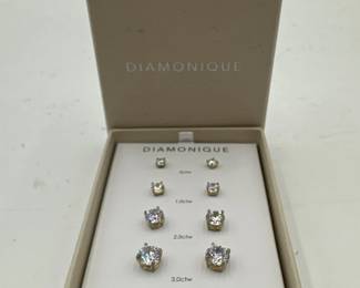 Diamonique Simulated Diamond FivePiece 14K Gold Plated Earring Set