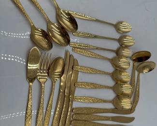 Set Of GoldPlated Vintage Flatware By International Silver.