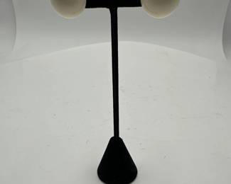 Pair Of White Round Button Stud Earrings