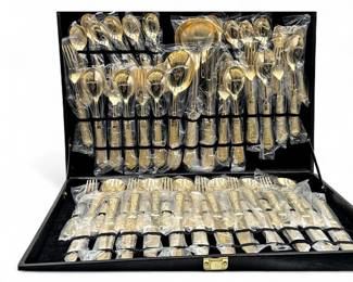 GoldTone Flatware Set in Presentation Case, Unused