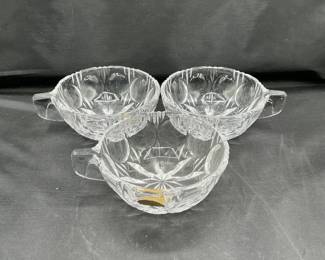 Set Of Three Vintage Lead Crystal Punch Bowl Cups