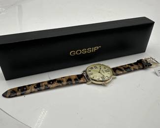 Vintage 1990s Gossip Brand Wristwatch With Animal Print Band