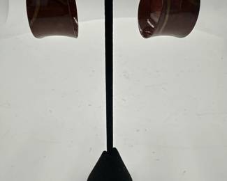 Pair Of Vintage RedBrown Chunky Hoop Earrings