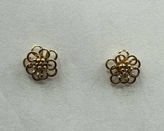 Pair Of VintageStyle Looped Wire Flower Earrings