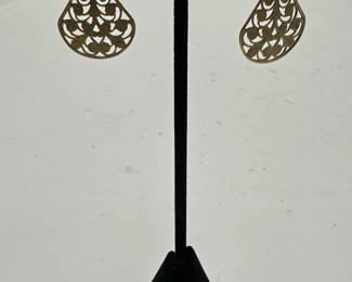 Pair Of GoldTone Filigree Teardrop Dangle Earrings.