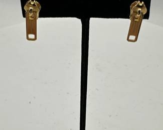 Pair Of GoldTone Novelty Zipper Themed Earrings