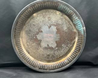 Vintage FloralEtched SilverPlated Serving TrayPlatter