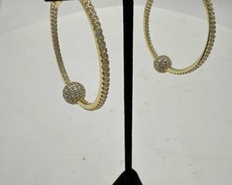 Pair Of Simulated DiamondEncrusted Hoop Earrings