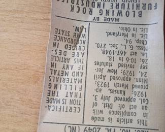 Chair maker tagBlowing Rock Furniture Co 