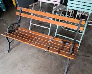 Cast iron and wood bench