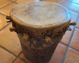 Hand Carved African Drum Wood Hide Skin Peg Tuned Tribal Folk Percussion