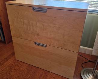 2 Drawer Lateral File Cabinet Maple Finish Office Storage Hanging Files