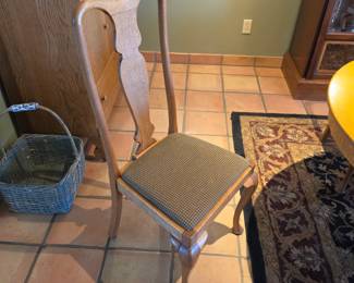 8 matching Queen Anne–style chairs reinforced and reupholstered.